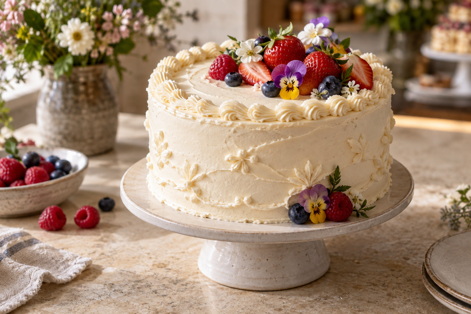 Pastel personalizado con detalles decorativos